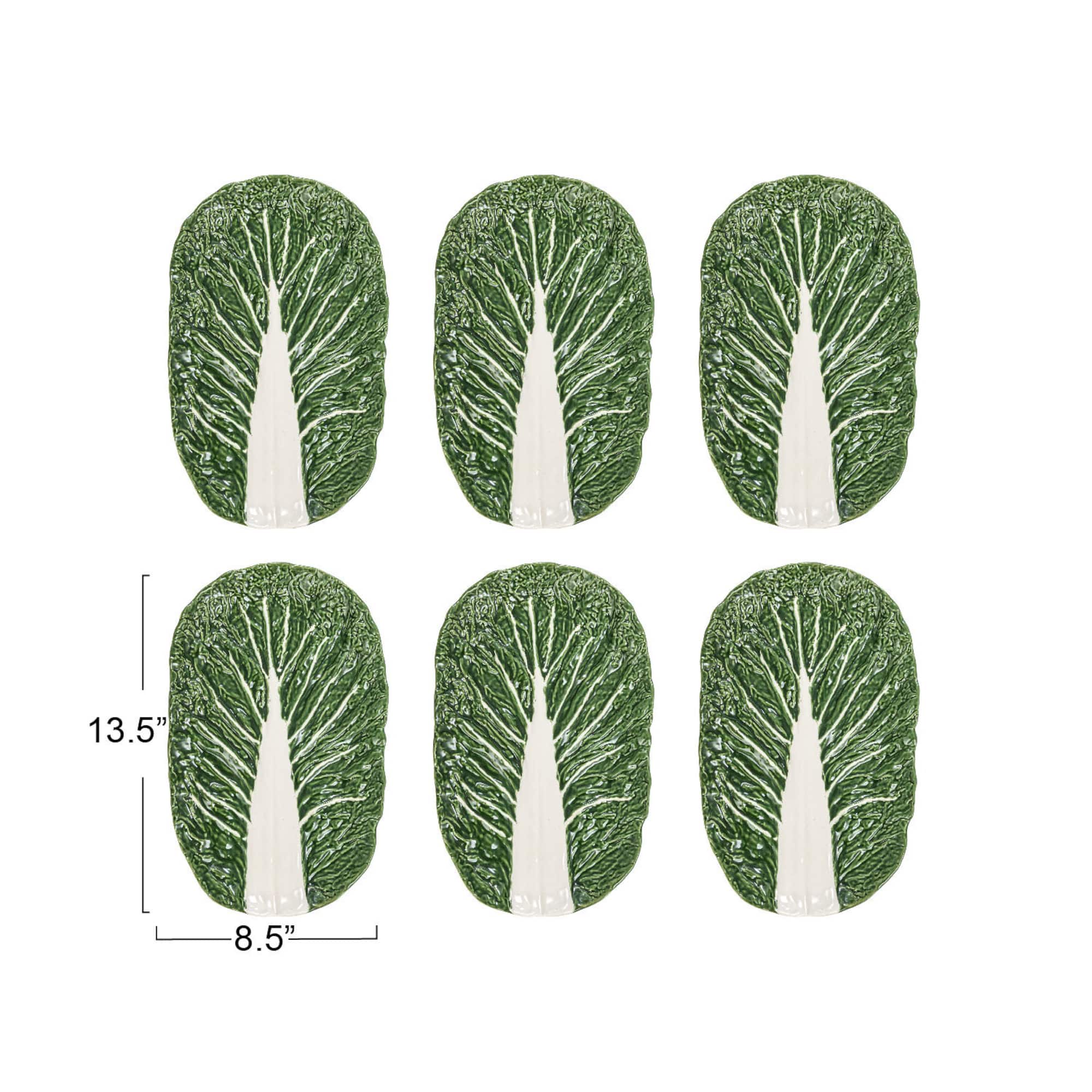 Hello Honey® 13.5" Green Cabbage Ceramic Serving Plates, 6ct.